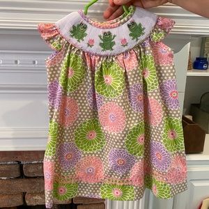Smocked by Stellybelly Frog Dress EEEUC Size 18 M